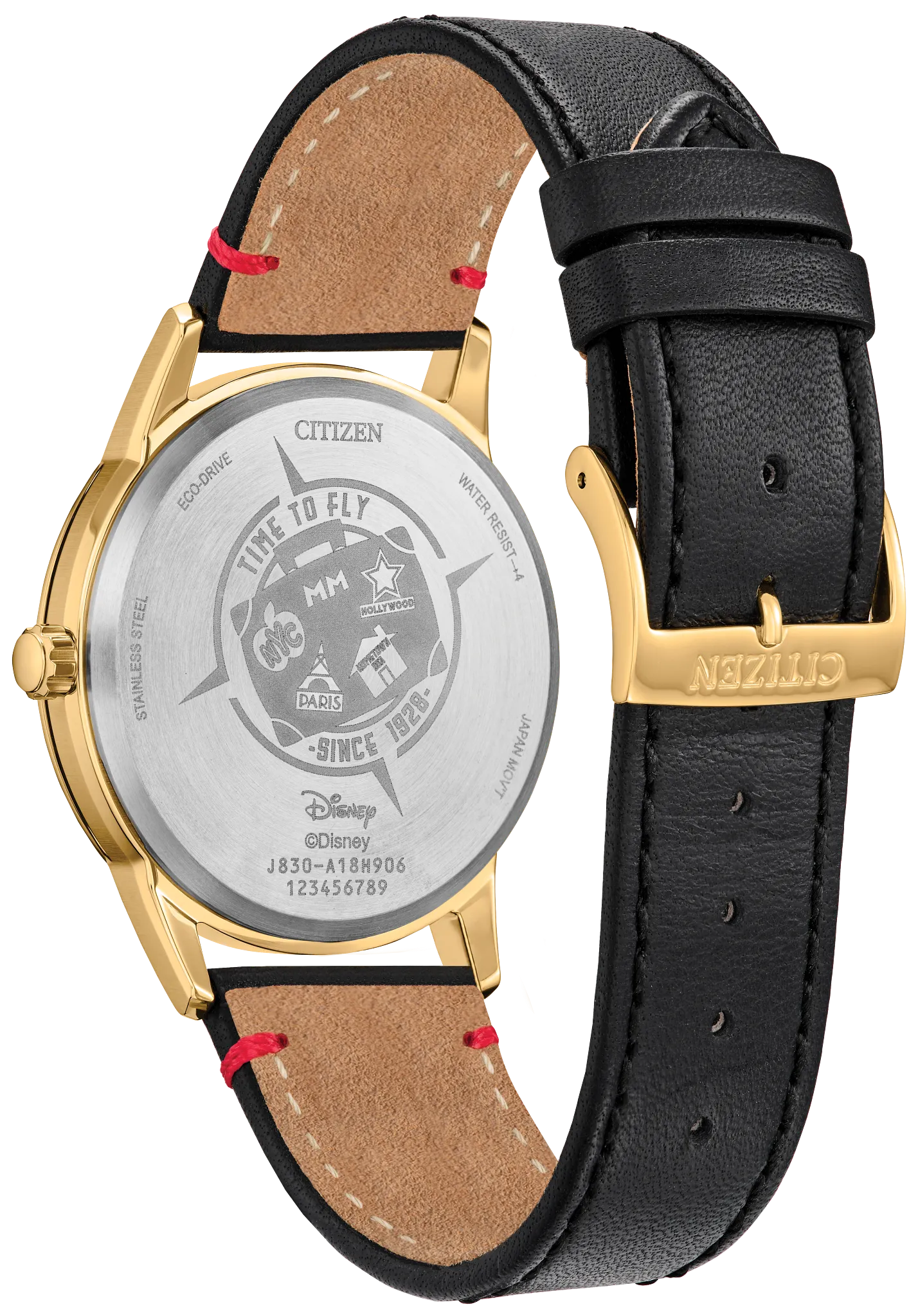 Mickey Mouse Takes Hollywood Silver-Tone Dial Leather Strap FE7063